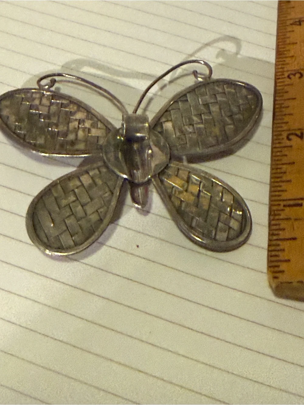 Vintage silver large butterfly pendant . - Picture 5 of 13